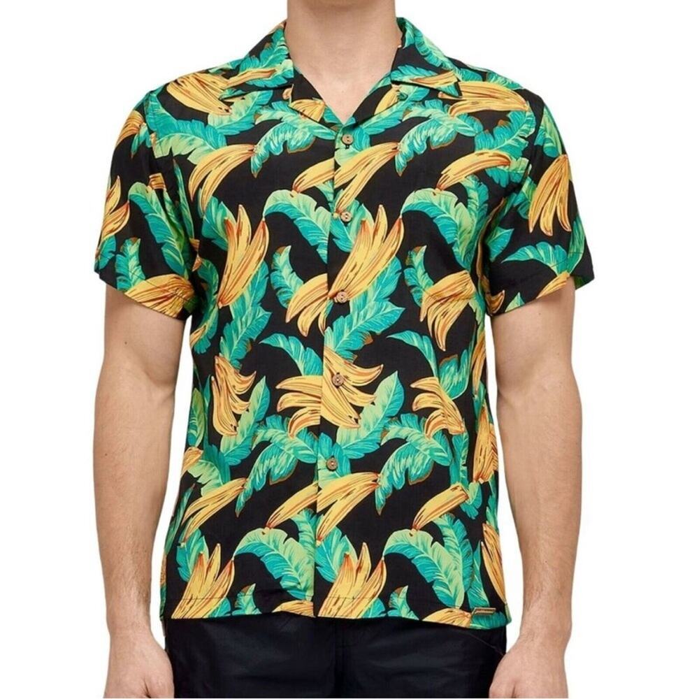 Sundek Goldenwave Hawaiian Short Sleeve Button Down Casual Shirt Medium NWT